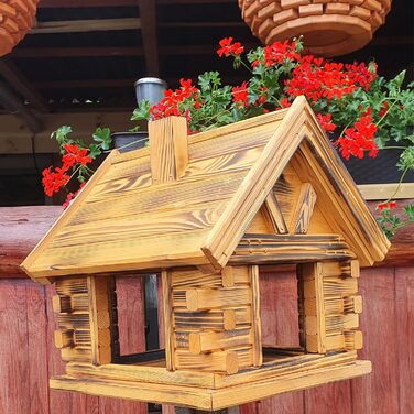 Дерев'яний будиночок для птахів з сосни, вигорілий, годівниця Vogelhaus