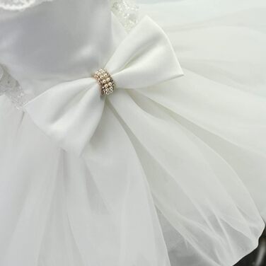 Біле сукня для собак та котів з бантиком, Тюту, для свят та вечірок, розмір L