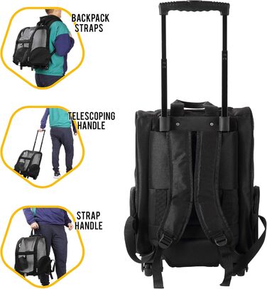 Чорний дорожній рюкзак для тварин Kopeks Deluxe, великий, 52 x 32 x 45 см