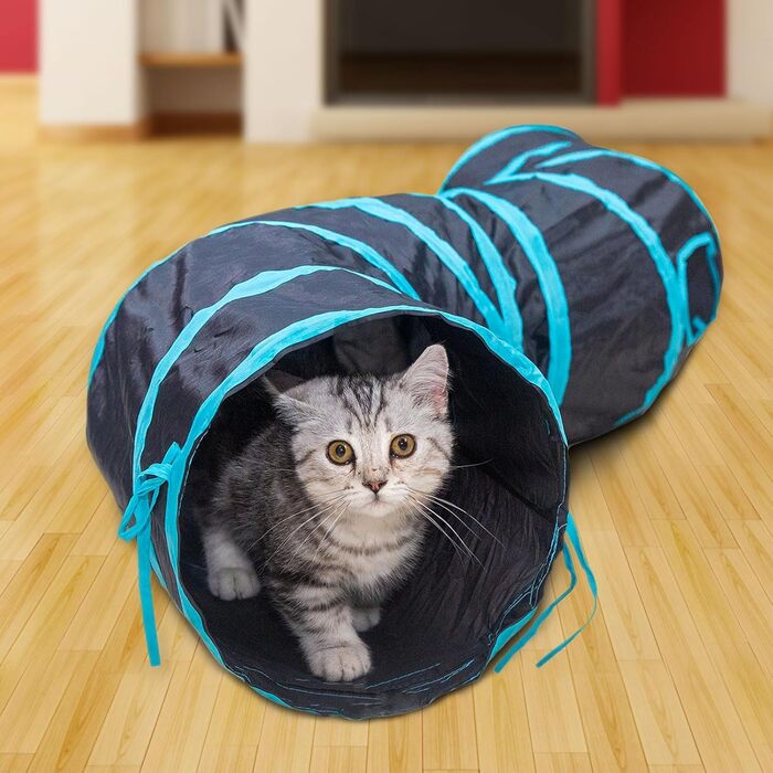 Туннель для котів Katze Spielzeug - іграшка-тунель для кошенят, цуценят та кроликів. Чорний, складаний.