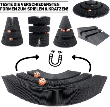 Котячий будиночок з картонної гофротари Treetop від CanadianCat - ігровий комплекс з кульками, чорний, 27,5 x 28 x 28 см