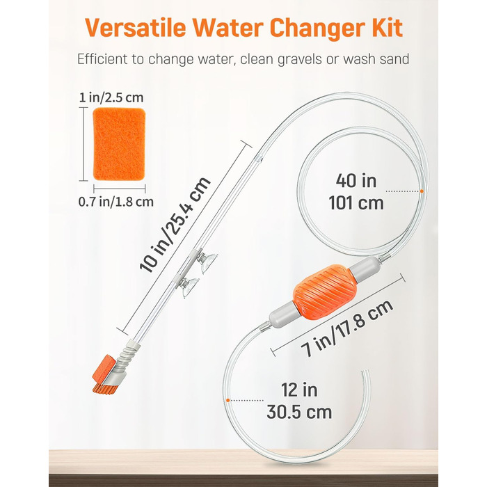 Набір для чищення акваріума Pawfly: сифон, пилосос, шланг 1,8 м, інструмент для очищення ґрунту