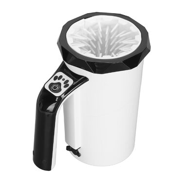 Автоматичний очищувач лап для собак, електроприлад з силіконовими щітками, мийка для лап собак (чорно-білий)