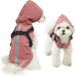 Дощовик для собак PETCUTE: водонепроникний, з отвором для шлейки, для маленьких, середніх та великих собак, з світловідбиваючими смугами, регульована капюшон, 3XL, Рожевий