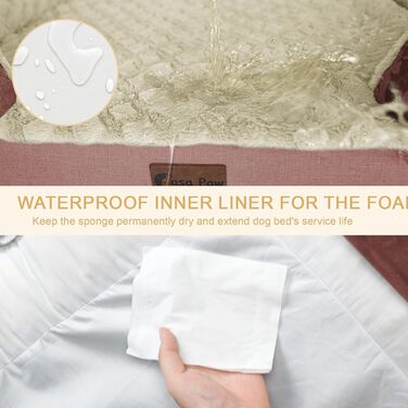 Ортопедичне собаче ліжко XXL, вологостійке, з піною Memory Foam, для великих собак, 134 x 107 см, з неслизьким дном та піною-гофрою, колір темно-зелений (45 x 35 см, рожевий)