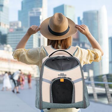 Рюкзак для тварин PETCUTE: переноска для собак та котів, дихаюча, з внутрішньою безпечною лінією та знімною підстилкою, до 8 кг (Абрикосовий)