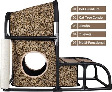 Goetland сучасний котячий будинок, когтеточка, котяче ліжко та ігровий комплекс 85 см для котів, будиночок, стовпчик, аксесуари для котів