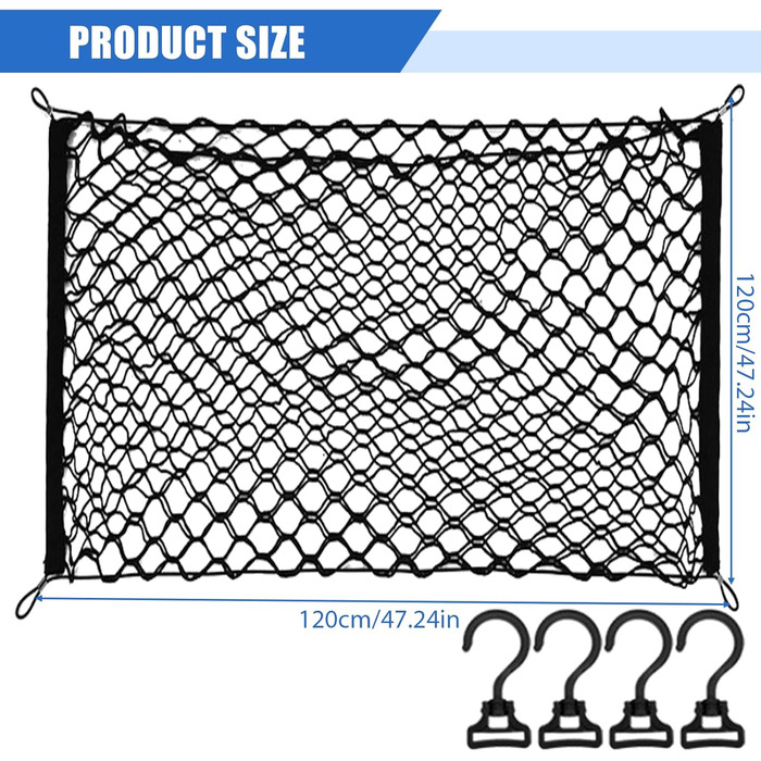 Сітка-перегородка для автомобіля GOMETY: захист для собак, 120x90 см, двошаровий поліпропілен, 4 гачки