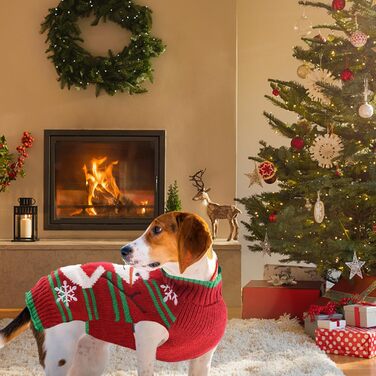 Пуловер для собак на Різдво: теплий, стильний, з м'якої пряжі. Ідеальний костюм для святкування, подарунок для цуценя. (Сніговик, M)