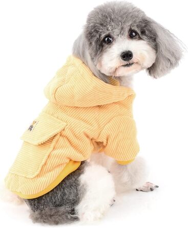 Зуена зимовий теплий пуховик для маленьких собак. М'який, з бавовни, з капюшоном. Тепла піджака для цуценят, ідеально для холодної погоди. Підходить для Чихуахуа. Колір: зелений. Розмір: S, жовтий