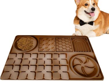 Килимок для повільного годування собак, антистрес, коричневий