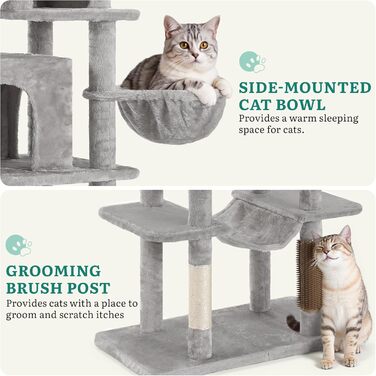 Котячий комплекс YITAHOME для великих котів з дряпалкою, будиночком та платформами, сірий, 157 см