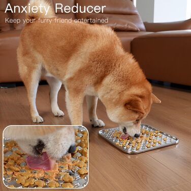 Лежак-лежанка для собак Schleckmatte з нержавіючої сталі 304, антиковзаюча, протиковзаюча, для собак та котів, запобігає ковтання, міцна та довговічна, знімає тривогу та нудьгу, придатна для миття в посудомийній машині (1 шт.)