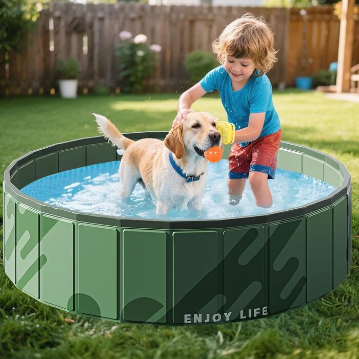 Дитячий басейн для собак та дітей, складаний, з ПВХ, антиковзаюча поверхня, для балкону, великий (80x20 см)