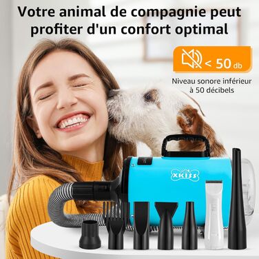 XKISS 2800W Професійний набір для догляду за тваринами 6 в 1: фен, машинка для стрижки шерсті, пилосос для шерсті