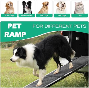 Рампа для собак у автомобіль, складана, портативна, з антиковзким покриттям, для середніх та великих собак до 113,4 кг, підходить для авто, SUV та вантажівок (180,1 см)