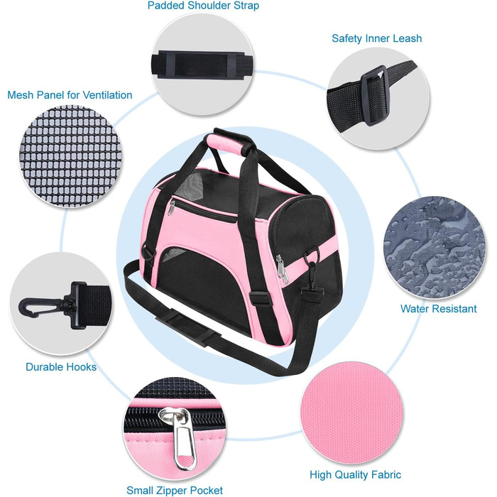 Трансформер для перевезення домашніх тварин (кіт, собака, кролик, хом'як). Сумка-переноска для тварин, схвалена для авіаперельотів, м'яка, з плечовим ременем. Розмір M (47x27x28 см), до 5 кг. Рожева