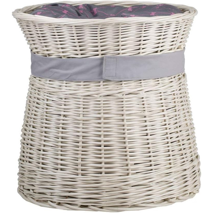 Кругла котяча хатинка e-wicker24 з плетіння, двоярусна, з подушкою та бантиком, котячий будиночок (кремово-сірий)