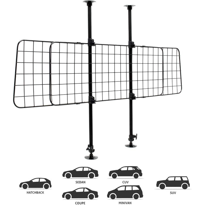 Сітка для собак у багажник Wiltec, регульована, 72-136 см (висота), 118-128,5 см (ширина)