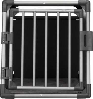 Транспортувальник для собак TRIXIE Aluminium M (55x62x73 см) - міцна, тиха, з похилими сторонами, запобіжним замком та килимком