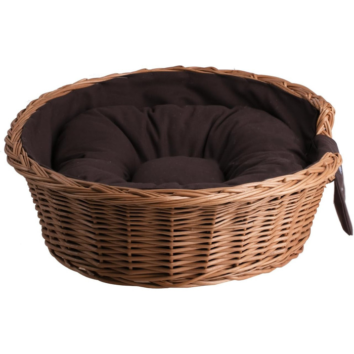 Плетенний корзинка для собак та котів з подушкою, 75x75 см, натуральне плетіння