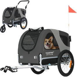 DOGGYHUT® Преміум причіп-візок для собак 2-в-1, велосипедний і біговий, для собак до 23 кг