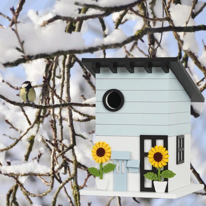 Дім для птахів JUJOYBD - дерев'яний годівниця для птахів у стилі кантрі, для саду, балкону та тераси, з отвором 33 мм