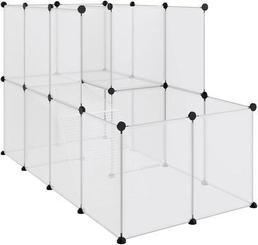 Прозора клітка для дрібних тварин vidaXL 142x74x93 см, PP і сталь