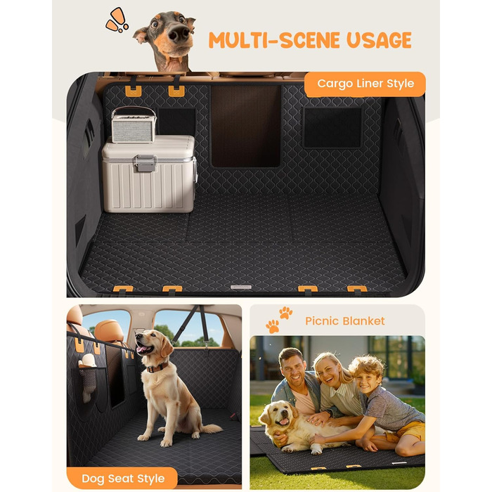 Захист для заднього сидіння авто Lamicall: водонепроникний килимок для собак, міцний, до 195 кг, для легкових автомобілів та SUV