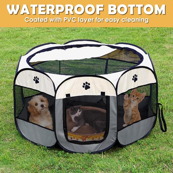 Складана переносна клітка-вольєр для собак та котів 74x74x43 см. Ідеально для цуценят, кроликів та інших дрібних тварин. Для дому та вулиці.