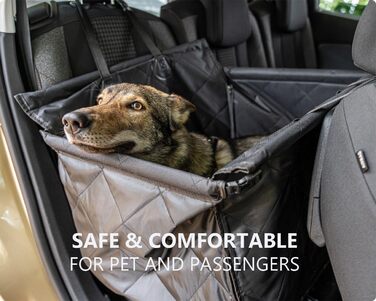 Автокрісло для собак RAGI з ременем безпеки - міцне та стабільне. Захист сидінь авто, переноска для собак на заднє сидіння. Чорний колір.