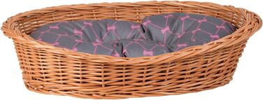 Корзина для собак з ротангу, сірого кольору, 100x75x27 см. Корзина для тварин, кошик для кота