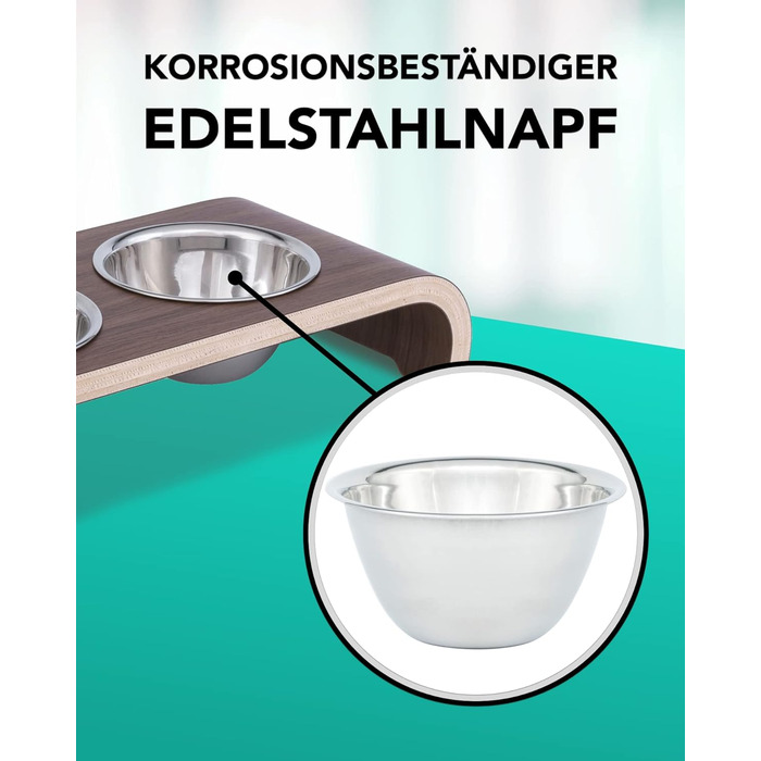 Набір мисок для котів MilaCasa Katzennapf - 2 шт. з піднятою платформою, з дерева волоського горіха