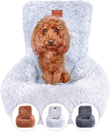 Автокрісло для собак Fluffy з ременем безпеки, миюче, чорне/біле, для малих, середніх і великих собак