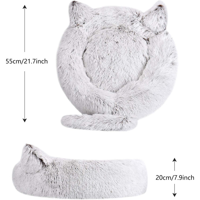 Крісло-гніздо для котів та собак, плюшеве, 55 см, сіре. Зручне ліжко для кота та собаки, антиковзаюче, миється