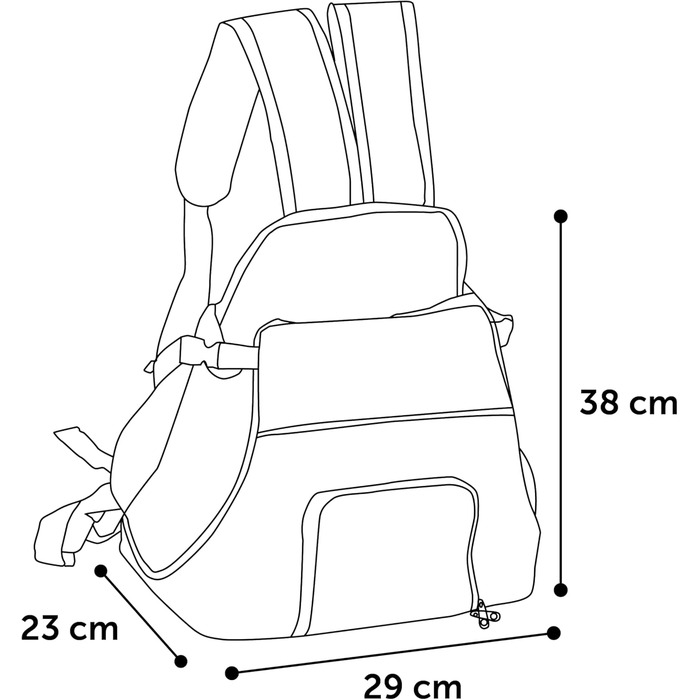Сумка для собак Xanty Taupe – 29x23x38 см – поліестер – з шнурком, світловідбивачами, знімним дном, страховочною лінійкою, лямками на плече та талію