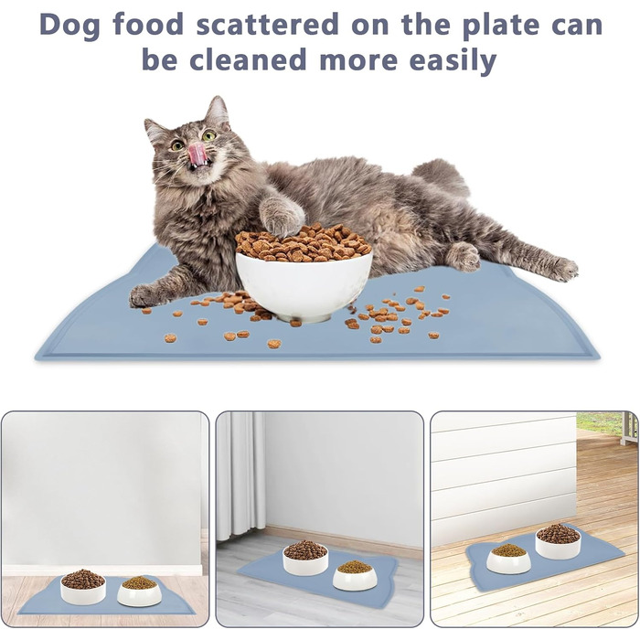Килимок для котячого корму, силіконовий, неслизький, водонепроникний, блакитний