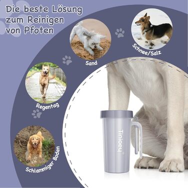 Очисник лап для великих собак Tinioey з ручкою | В комплекті 4 рушники та щітка для миття | Очисник лап для собак, аксесуари для собак великих порід (сірий)