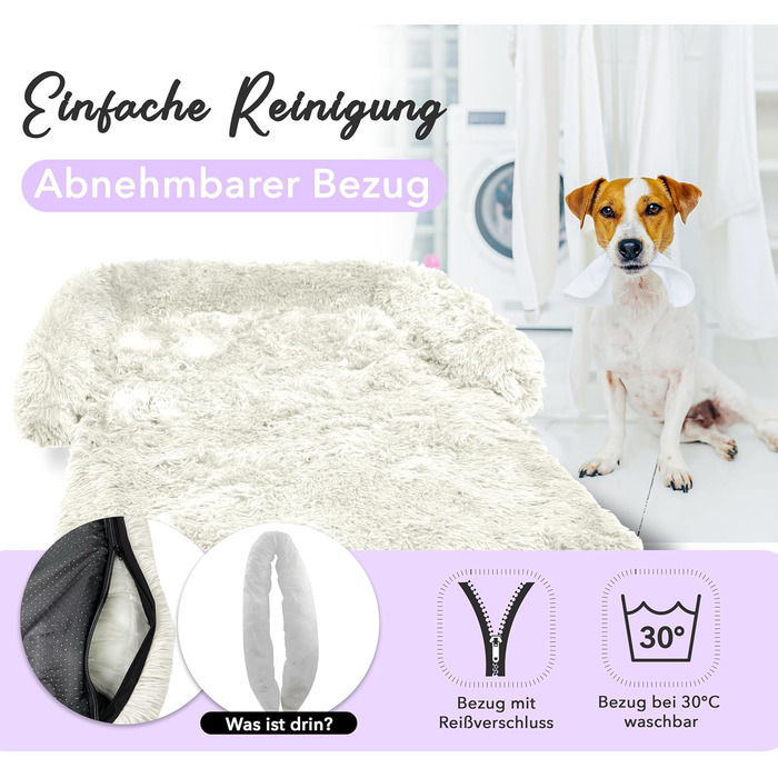 Захисний лежак для собак на диван, плюшевий коврик для собак малого та середнього розміру, водонепроникний, знімний чохол, ковдра-чохол для собачого дивана, колір: (кремовий, M - 102x85x12 см)
