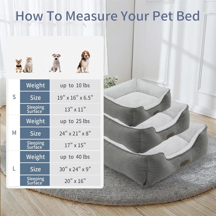 Ліжко для собак середніх порід, котяче ліжко, заспокійливе ліжко для собак, зручне, довговічне, з двостороннім та пральним подушкою, Сірий (M, Сірий) 60х53 см, Сірий
