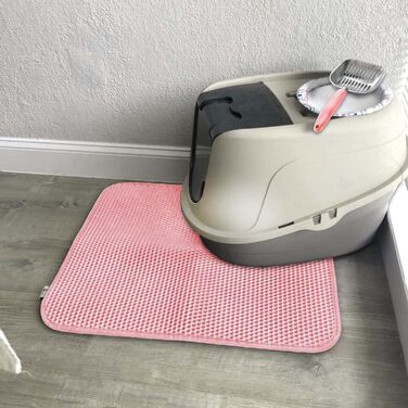 WePet Килимок для котячого лотка, лоток-мат для котів - середній розмір, стільникова структура, двошаровий килимок, без фталатів, для контролю сечі та води, легко миється, контролює розсипання наповнювача, 61 x 38.1 см, Бежевий (30x25 дюймів (упаковка з 1