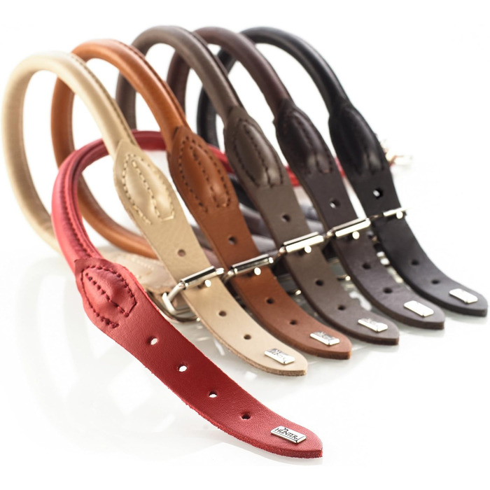 Шкіряний нашийник для собак HUNTER ROUND & SOFT ELK, круглий, м'який, захист шерсті, 55 (M-L), червоний
