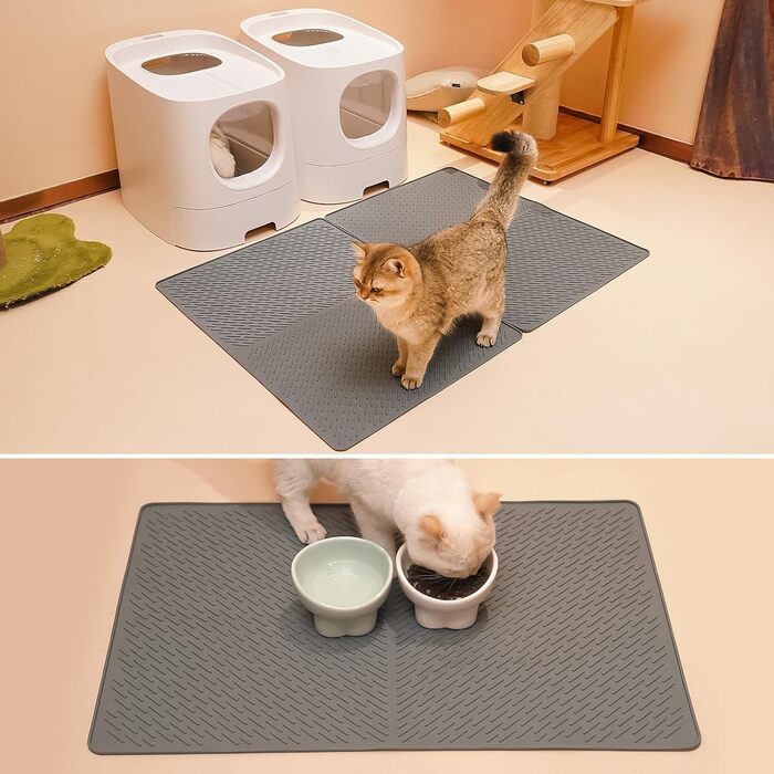 Килимок для котячого туалету Odoland, 2 шт., 71 x 51 см, сірий, силіконовий, вологостійкий