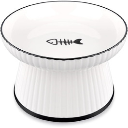 Керамічна миска для котів великого розміру, 18 см. Підвищена миска для здорового харчування без стресу, біла. Миска для котів та маленьких собак, анти-блювотний наповнювач, нековзна, 425 мл