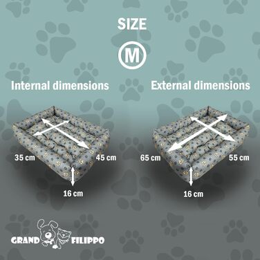 Водонепроникне ліжко для собак - ліжка для маленьких та великих собак, кошик для собак, антиковзаюча підставка (65x55x16, Велика лапа)