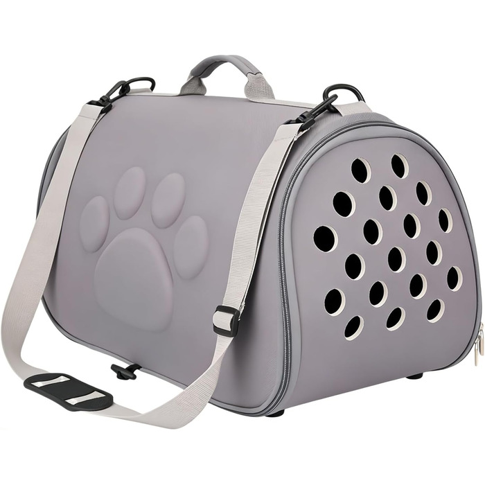 Сумка для тварин Katzen Reisetasche | Сумка-переноска для кота/собаки з регульованим плечовим ременем для подорожей, прогулянок, активного відпочинку, перельотів, кемпінгу, візитів до ветеринара, міста, покупок (сіра, L)