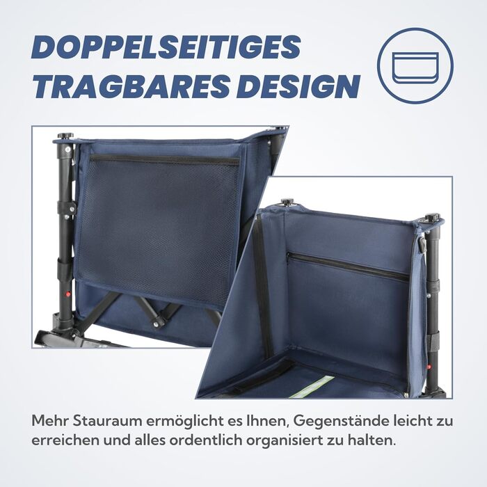 Складаний вагончик Homecall для відпочинку, покупок та транспортування (100 кг, Navy Blue)