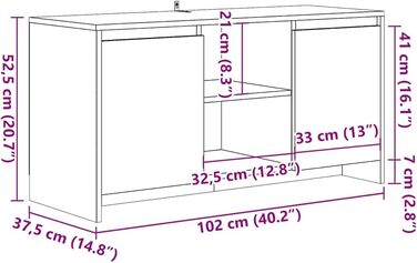 vidaXL телевізійна тумба з дверцятами та полицями, біла, 102x37,5x52,5 см, ДСП (старе дерево), меблі для телевізора, низька тумба, шафа для ТВ, HiFi, для вітальні