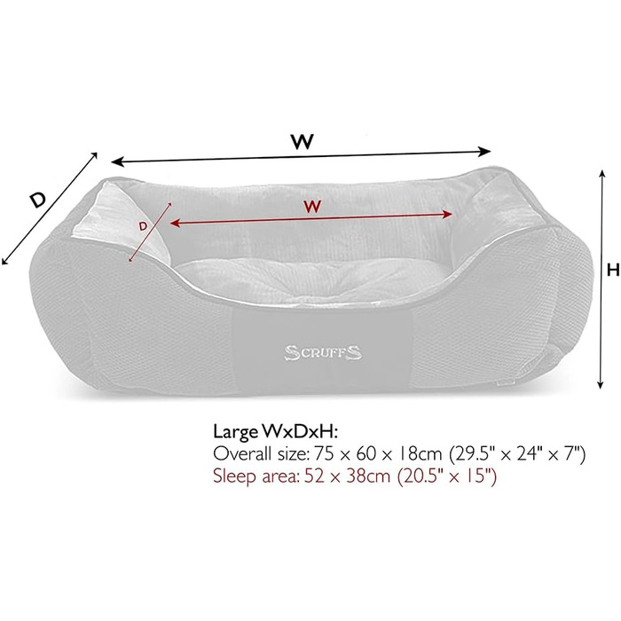 Scruffs Chester Bed L - ліжко для собак, шоколадний колір, 75 x 60 x 18 см