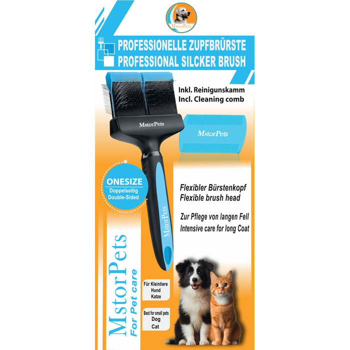 Професійна щітка для собак і котів з захисними нопочками - м'яко видаляє підшерсток, ковтуни та вузли - для догляду за довгошерстим хутром